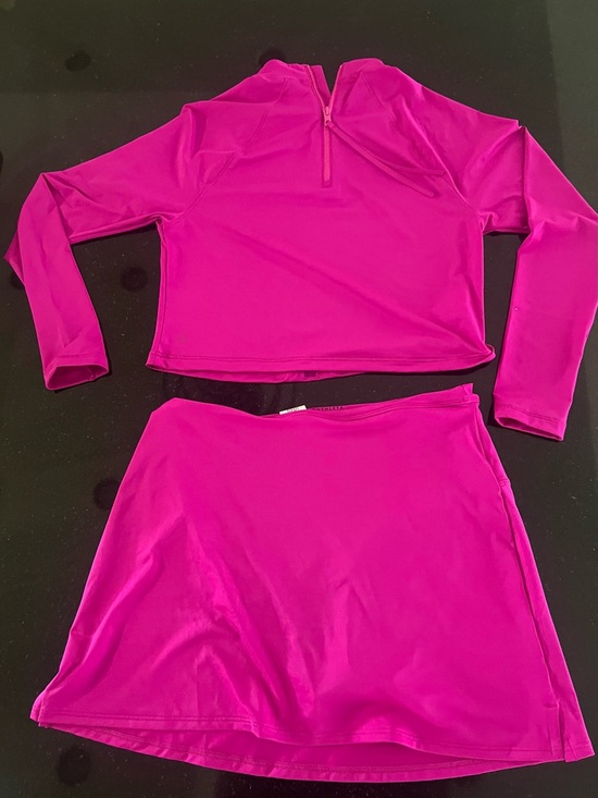 Athleta Other - Athleta Hot Pink Long-Sleeve Zip Swim Top & Skirt Set Never worn